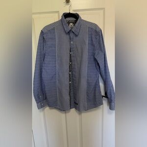 English Laundry Blue Check Button Up Shirt Size L 100% Cotton Long Sleeve
